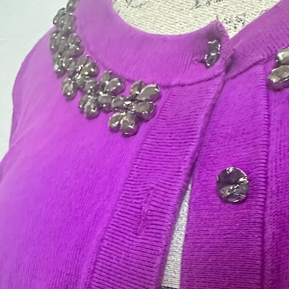 Purple‎ Pink Cardigan with Embellished Bling Collar